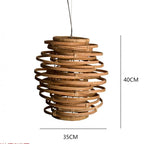 Bamboo Birdnest Pendant Light for Dining Room, Handmade Wicker Lamp for Kitchen Bar & Living Room