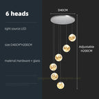 Glass Ball Spiral Chandelier for Modern Staircase & Dining Table LED Ceiling Light