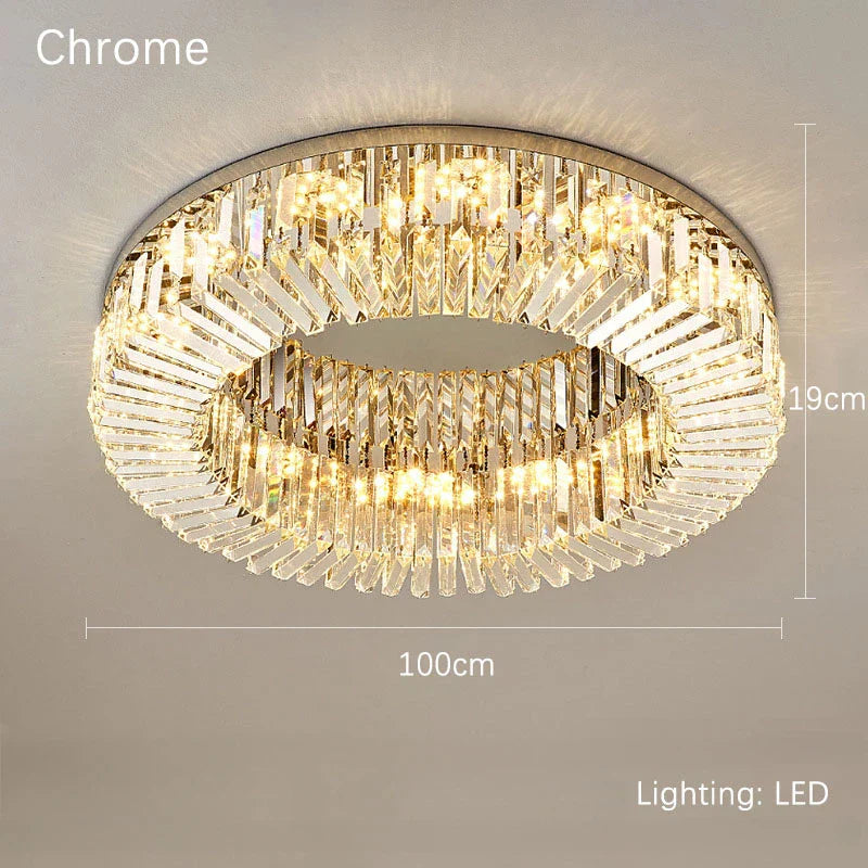 Crystal Gold LED Ring Ceiling Light - Modern Luxury Home Lighting