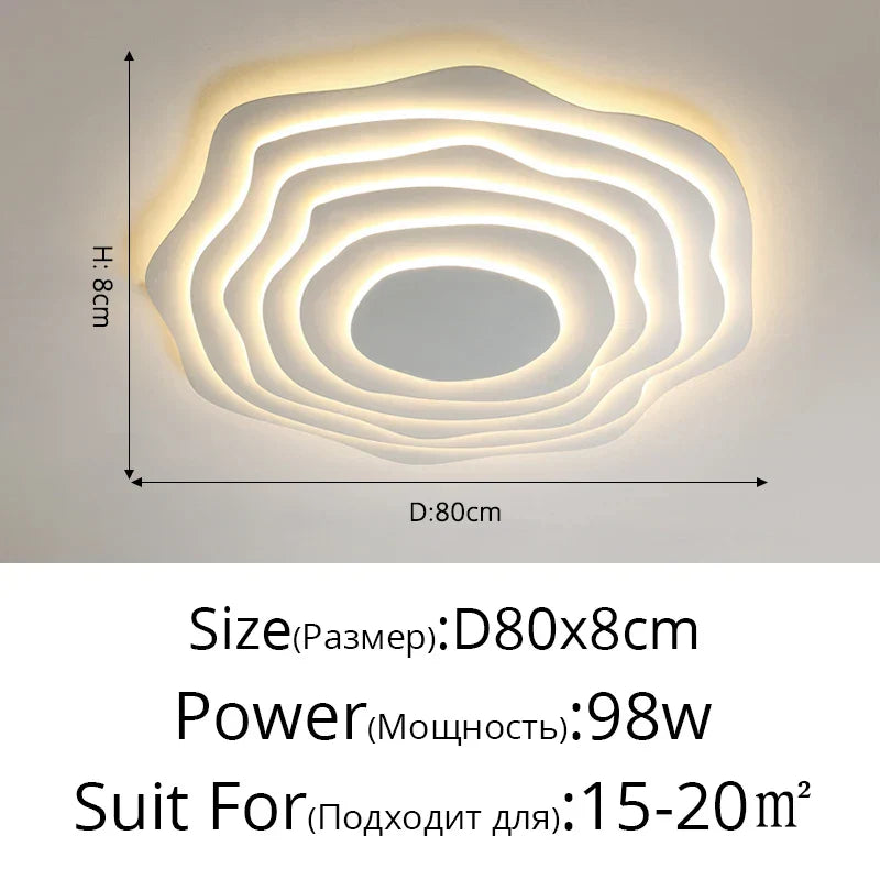 Modern Ripple LED Ceiling Chandelier for Living Room Bedroom Study Decor