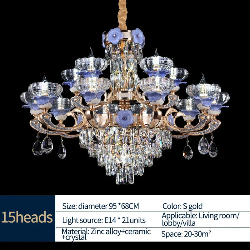 Crystal Candle Chandelier for Living Room, Bedroom, and Dining Room