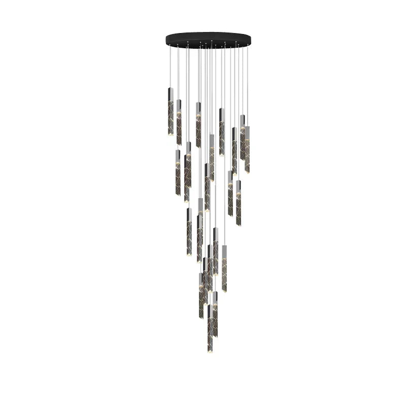 Gold Crystal Stairs Chandelier Luxe LED Pendant Light Luxury Indoor Lighting