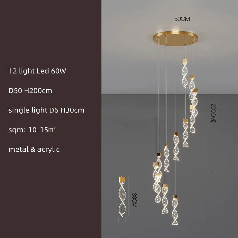 Nordic Acrylic LED Dimmable Chandelier Modern Luxury Foyer Pendant Lighting