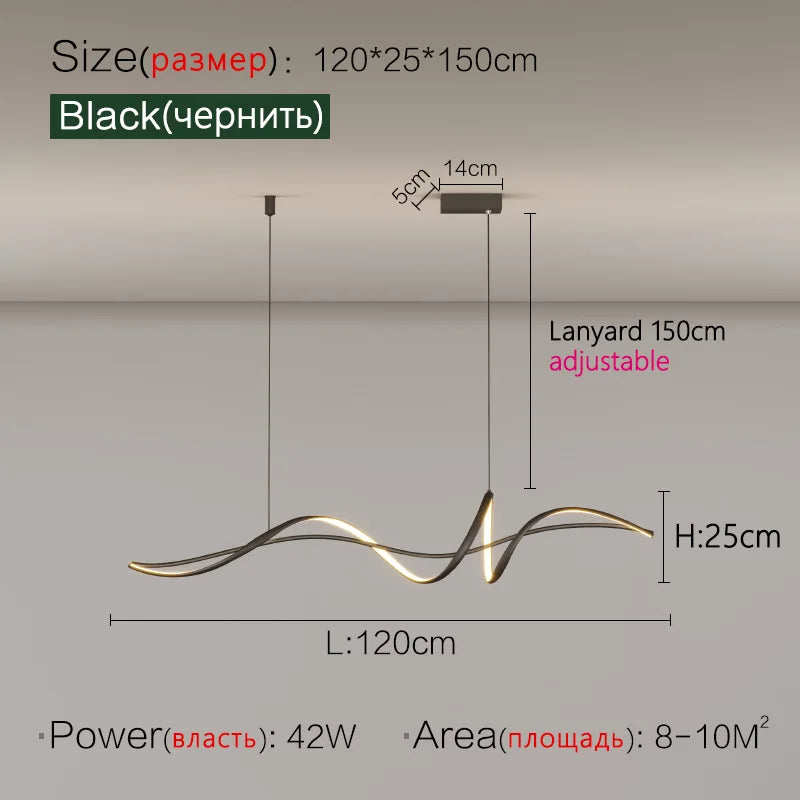 Nordic Style Chandelier Modern Dining Room Strip Lamps