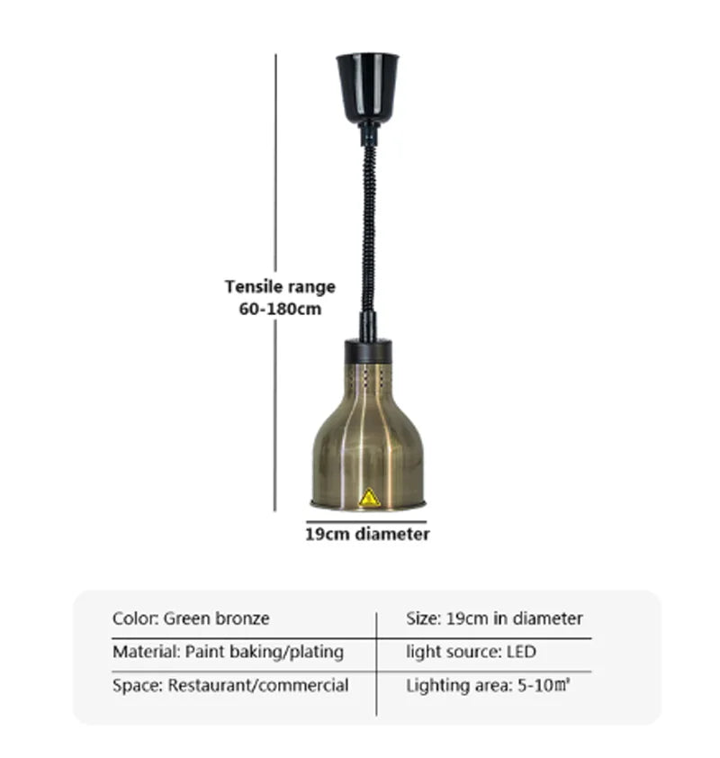 Electric Food Heat Lamp: Telescopic Pendant Light for Restaurant's Kitchen Fixtures