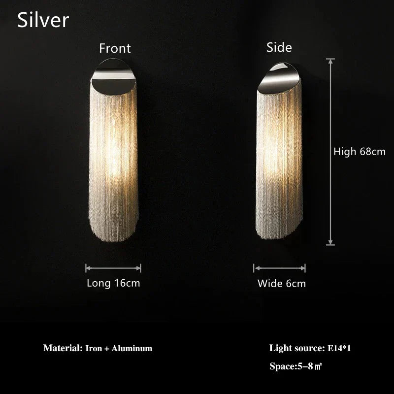 Luxury Silver & Gold Tassel Wall Sconces for Modern Living Room & Hotel Bedroom