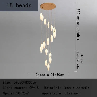 Nordic Tulip Chandelier: Multi-heads Pendant Lamp for Villa, Hotel, Restaurant, Bedroom