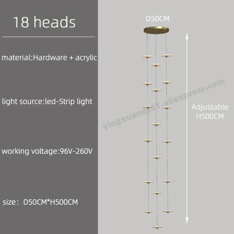 LED Chandelier for Revolving Staircase | Loft Villa Ceiling Hanging Lamp