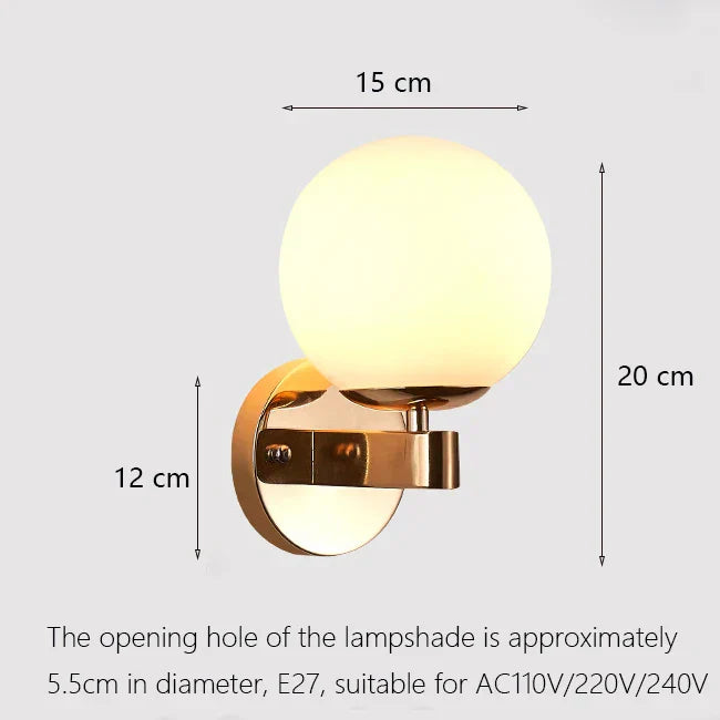 Iron Wall Lamp with Glass Ball, Elegant Sconce Light for Home Stairs and Reading