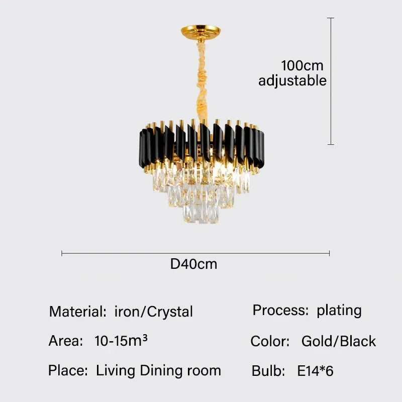 Crystal LED Pendant Chandelier: Modern Luxury Living Room Dining Lighting Fixture