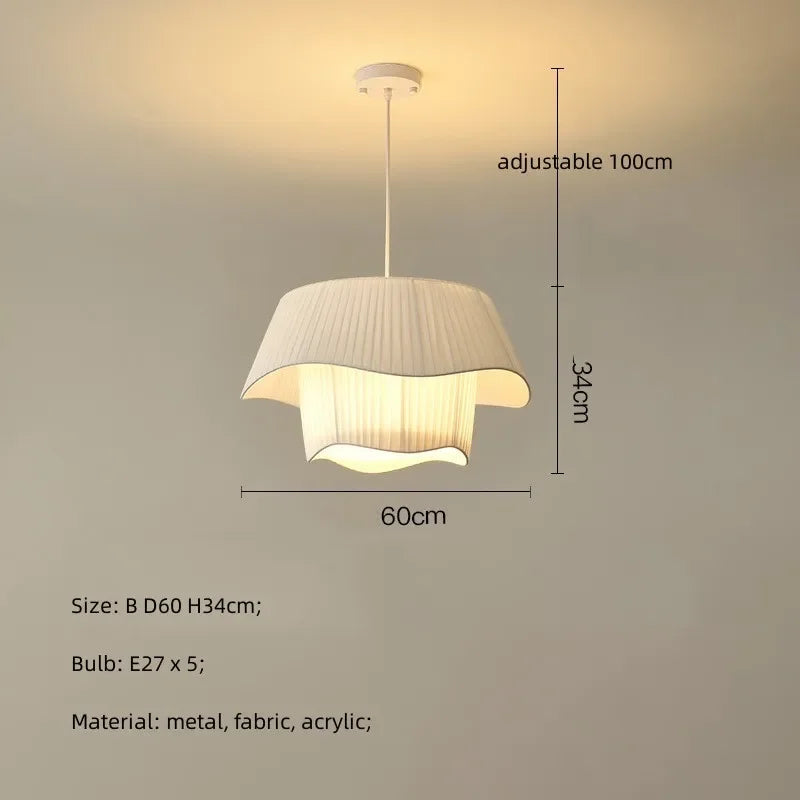 Modern White Fabric Chandelier Pendant Light Fixture