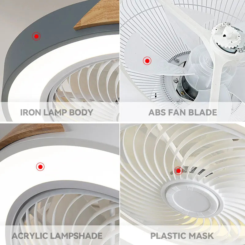 Wood Ceiling Fan Light Remote Control Dimmable LED Indoor Kids Light