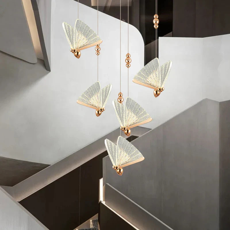 Butterfly Chandelier Lighting by Afralia™: Modern LED Fixtures for Living, Staircase, Bedroom.