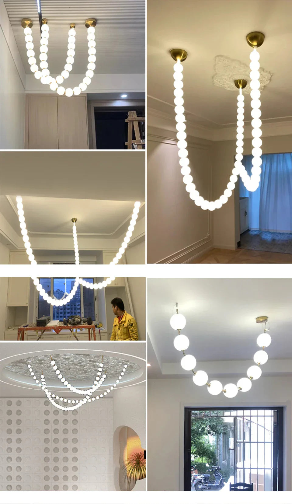 Pearl Necklace Chandelier: Modern Luxury Pendant Light for Living Room, Staircase, Foyer