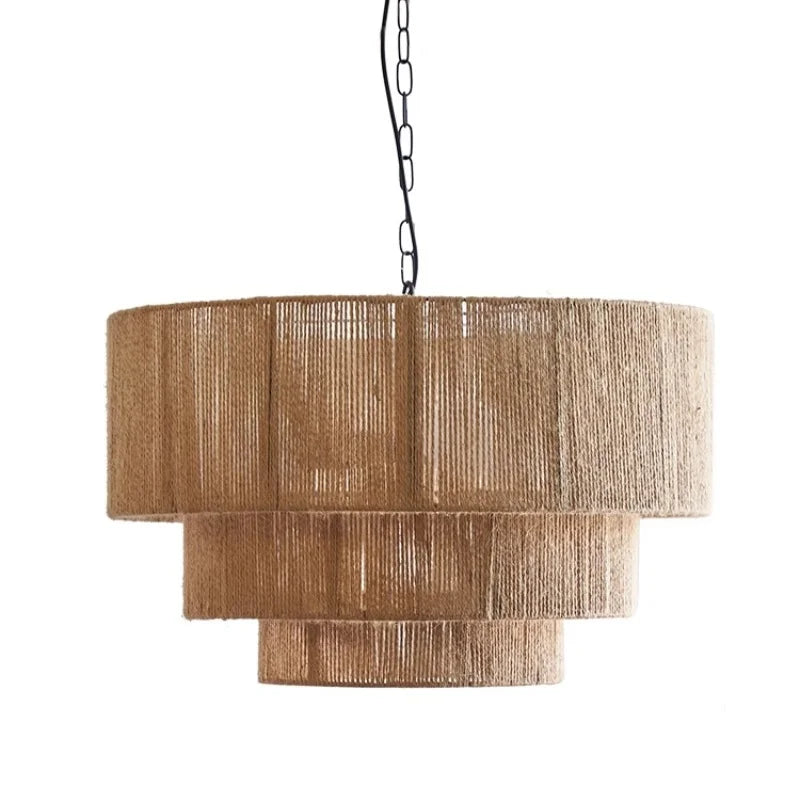 Nordic Hemp Rope Pendant Lights by - Minimalist E27 LED Chandeliers for Dining Room & Bedroom