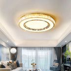 Gold Crystal Ceiling Lamp Double Layer Modern Chandelier Led Glossy Bedroom Decor