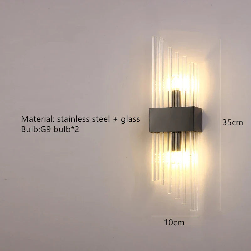 Clear Crystal LED Wall Lamp Stainless Steel Sconces