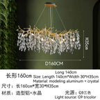 Golden Crystal Tree Chandelier, Luxury Matte Aluminum Art Ceiling Light for Living Room