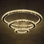 Gold Gloss LED Crystal Ring Chandelier for Modern Luxury Living Room