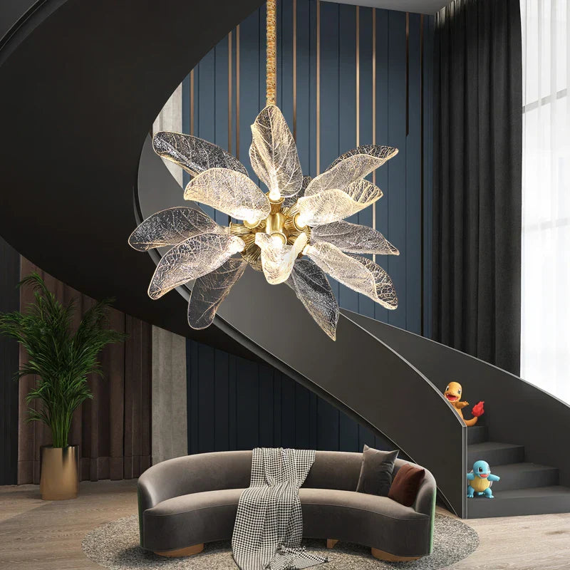 Luxury Leaf Petal Chandelier: Modern Hanging Lamp for Home, Living Room, and Restaurant Décor