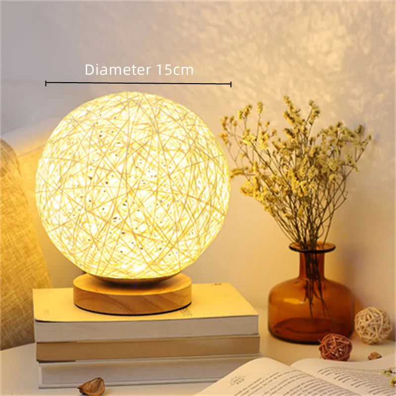 Wooden Bedside Lamp for Bedroom Nightstand - Small Desk light for Living Room