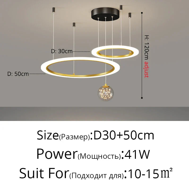 Circle Ring Pendant Light Chandelier Modern Living Room Bedroom Lamps Ceiling Luminaire