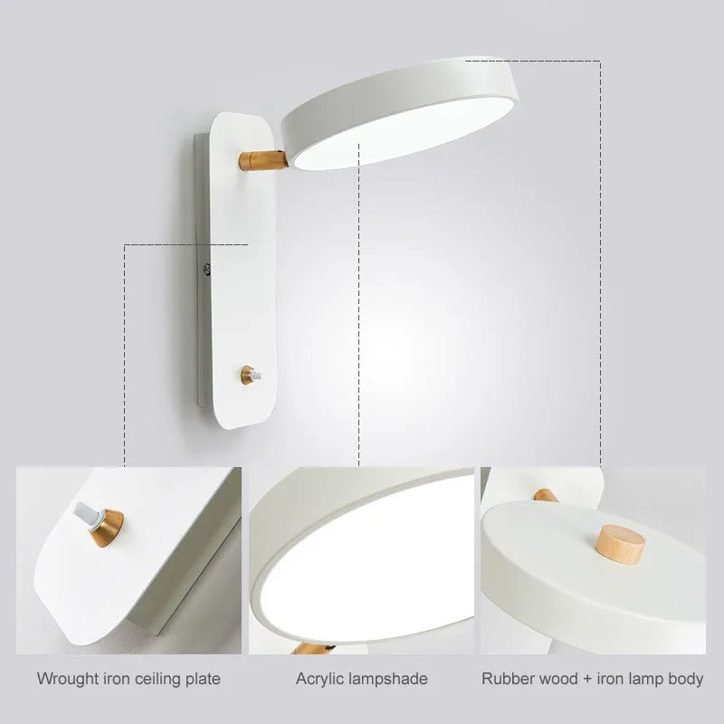 Rotatable Macaron Wall Sconce with Switch - Modern Nordic Design for Home Lighting