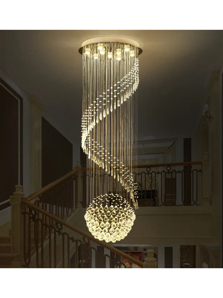 Crystal Chain Pendant Light Chandelier for Living Room and Staircase
