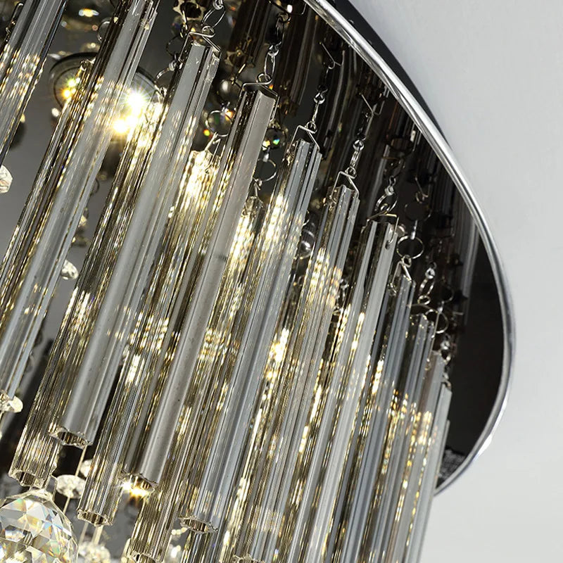 Luxury Crystal Ceiling Lamp: Modern Elevated Round Hanging Lighting for Home