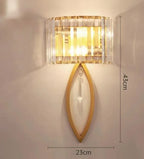Luxury Crystal Glass Wall Sconce Light Fixture Gold for Bedroom Living Room
