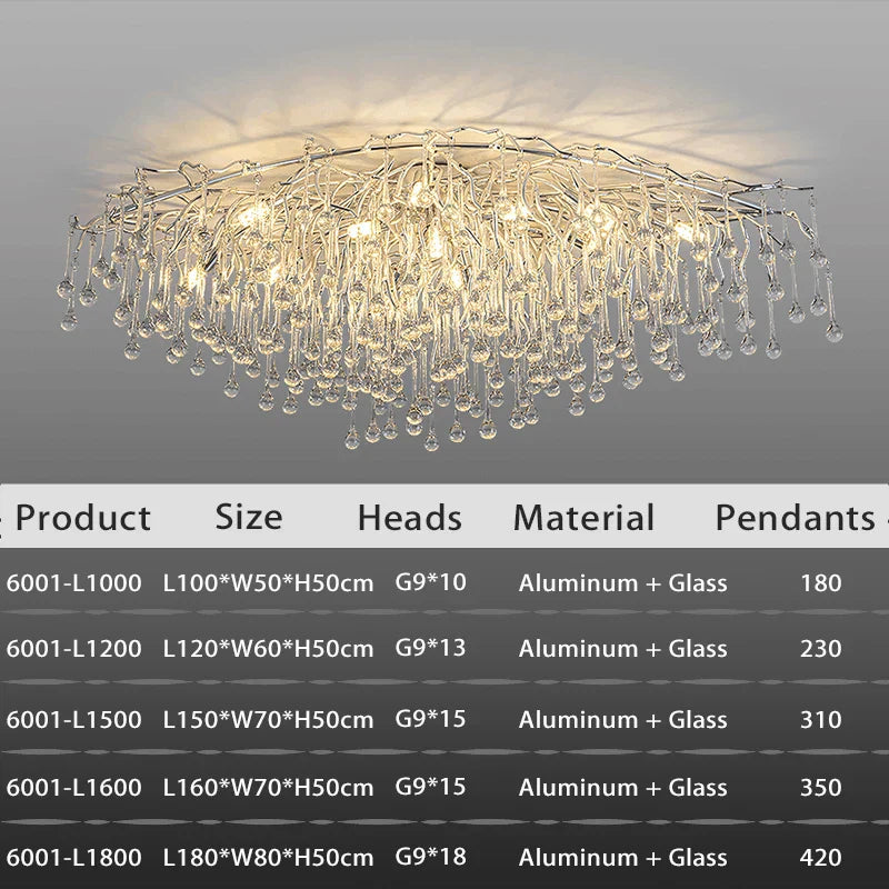 Teardrop Crystal Ceiling Chandelier - Modern Luxury Branch Crystal Chandeliers