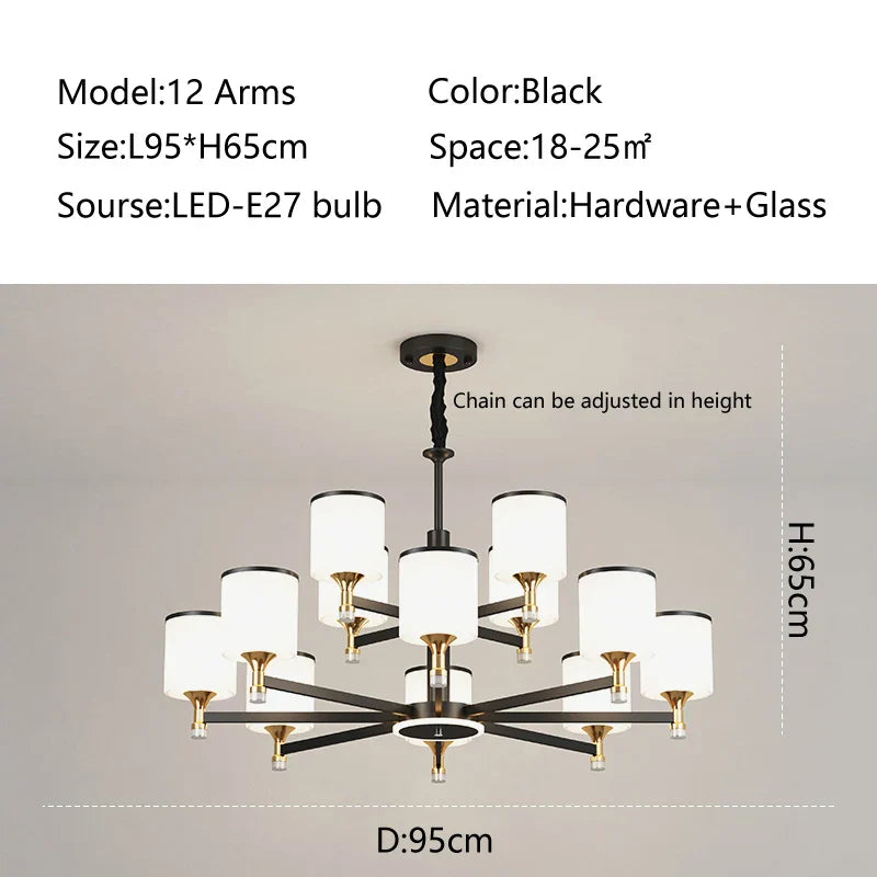 Glass Chandelier: Nordic Modern LED Hanging Light for Living Room and Bedroom