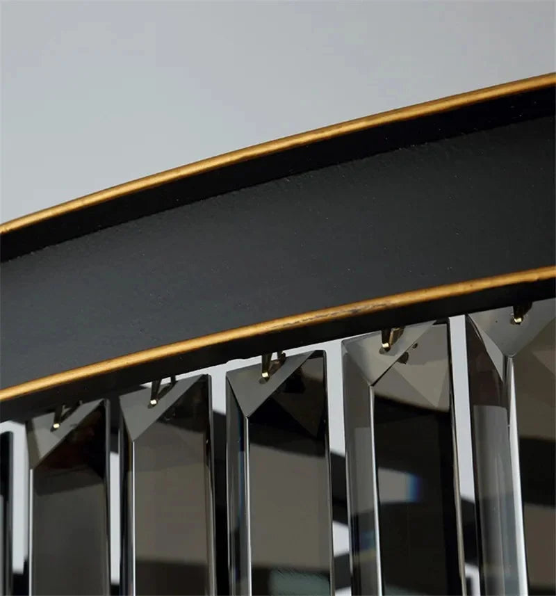 Modern Crystal Black Ceiling Light E14 LED Round Lamp for Home Dining Bedroom