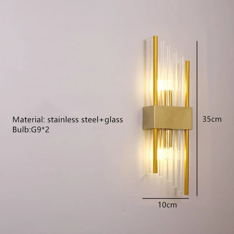 Crystal LED Wall Lamp Stainless Steel Sconces for Bedroom Dining Room