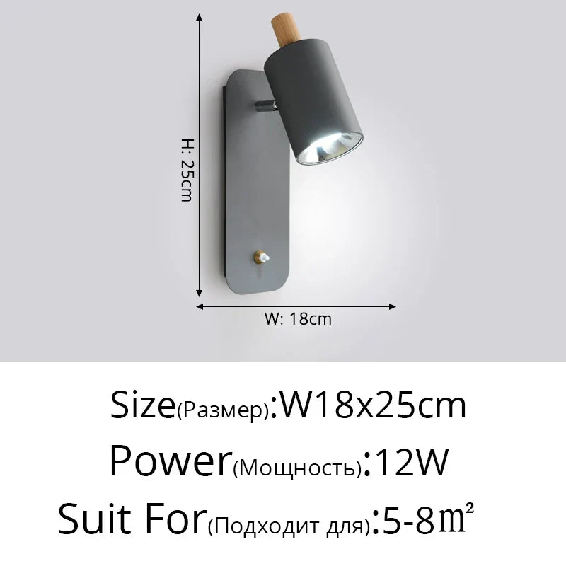 Rotatable Macaron Wall Sconce with Switch - Modern Nordic Design for Home Lighting