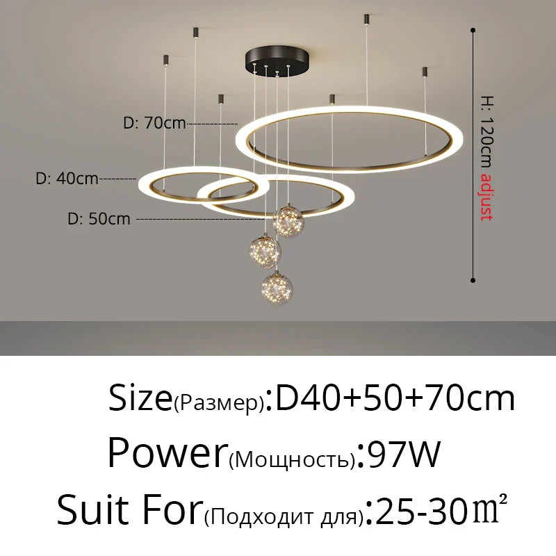 Circle Ring Pendant Light Chandelier Modern Living Room Bedroom Lamps Ceiling Luminaire