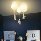 Bear LED Ceiling Chandelier: Cute PVC Ball Lampshade for Children's Room Decor
