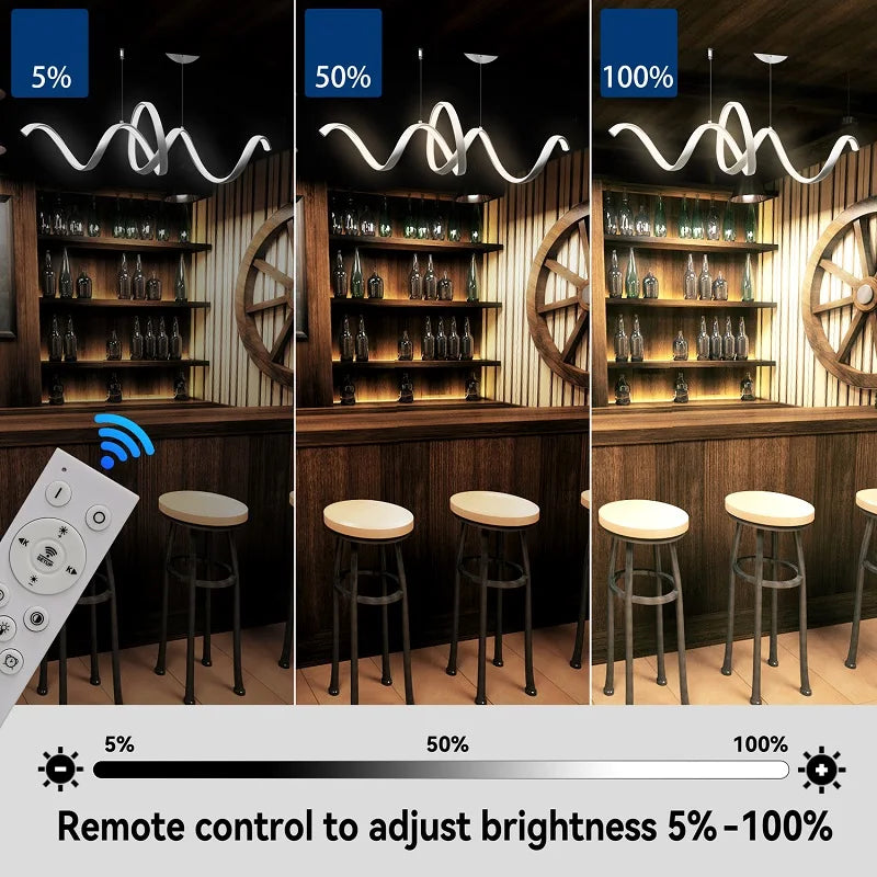 Aluminum S-shaped Pendant Lamp for Dining Kitchen Island Lighting