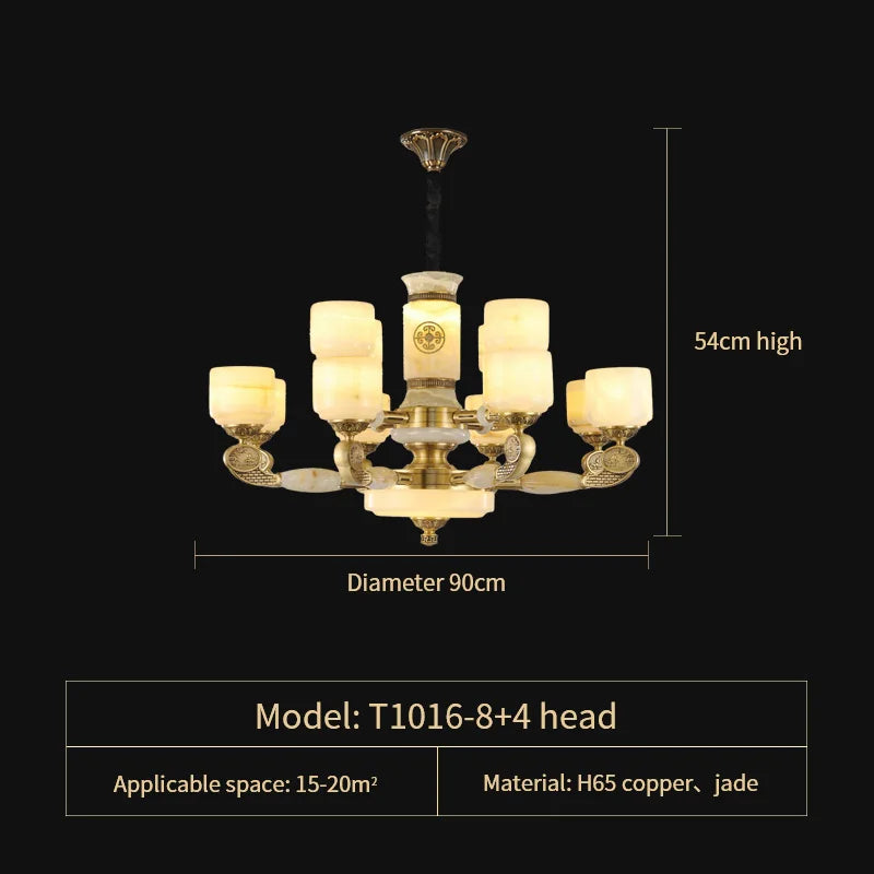 Zen Jade Chandelier: Modern Chinese Style Living Room Lamp for Villa, Restaurant, and Building