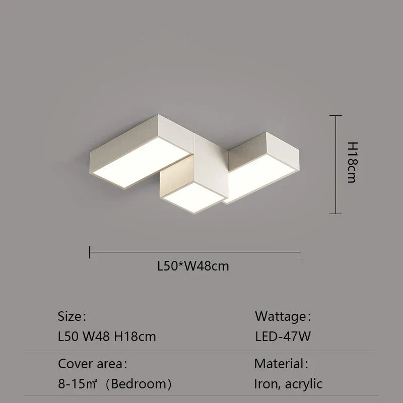 Modern Minimalist Square LED Ceiling Lamp Creative Geometry Light Home Decor Lighting