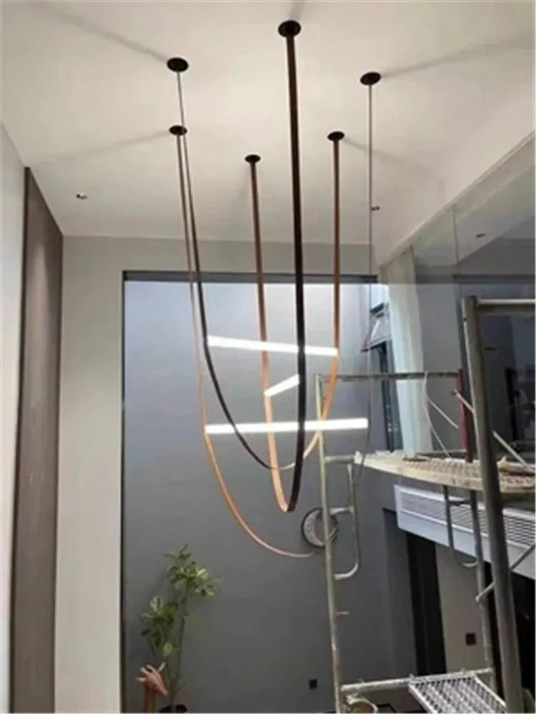 Glass Tube Pendant Lamp: Modern LED Lighting for Living Room, Duplex Villa Staircase