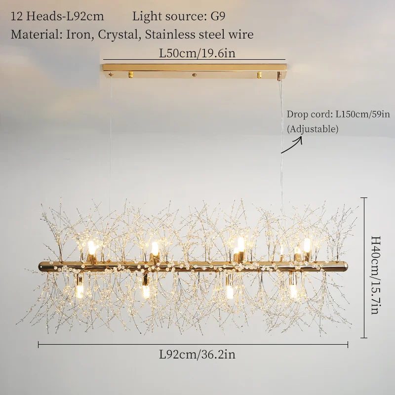 Dandelion Art Crystal Chandelier: Nordic Modern Luxury for Living Room & Restaurant