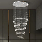 Crystal Chandelier for High Ceilings Living Room - Modern Luxury Spiral Stair Pendant Lamp