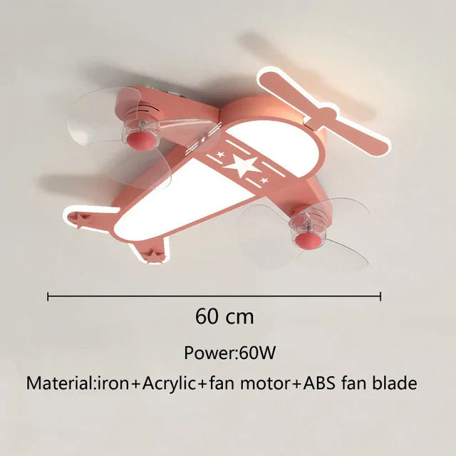 Cartoon Aircraft Ceiling Fan Light for Modern Children's Bedroom