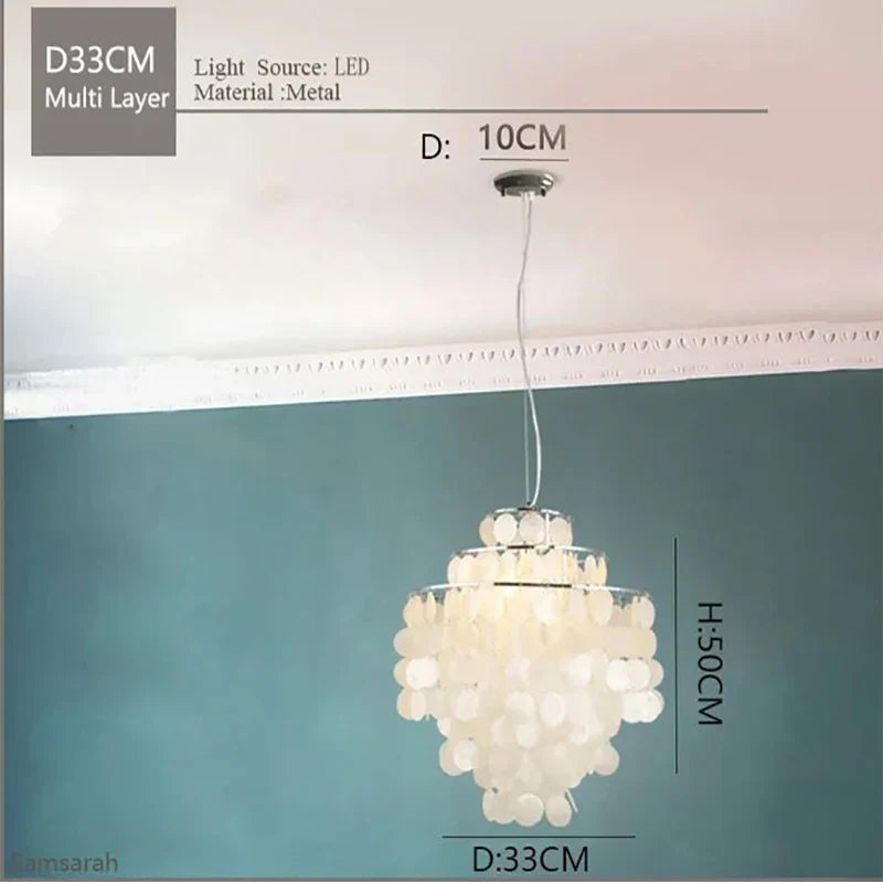 Gold Chrome Metal Shell Chandelier for Restaurant Living Room Hotel Hall