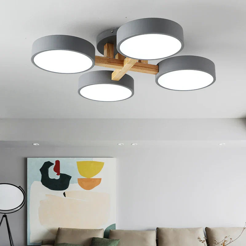 Nordic Style Wood Art LED Chandelier for Bedroom Living Room Ceilings