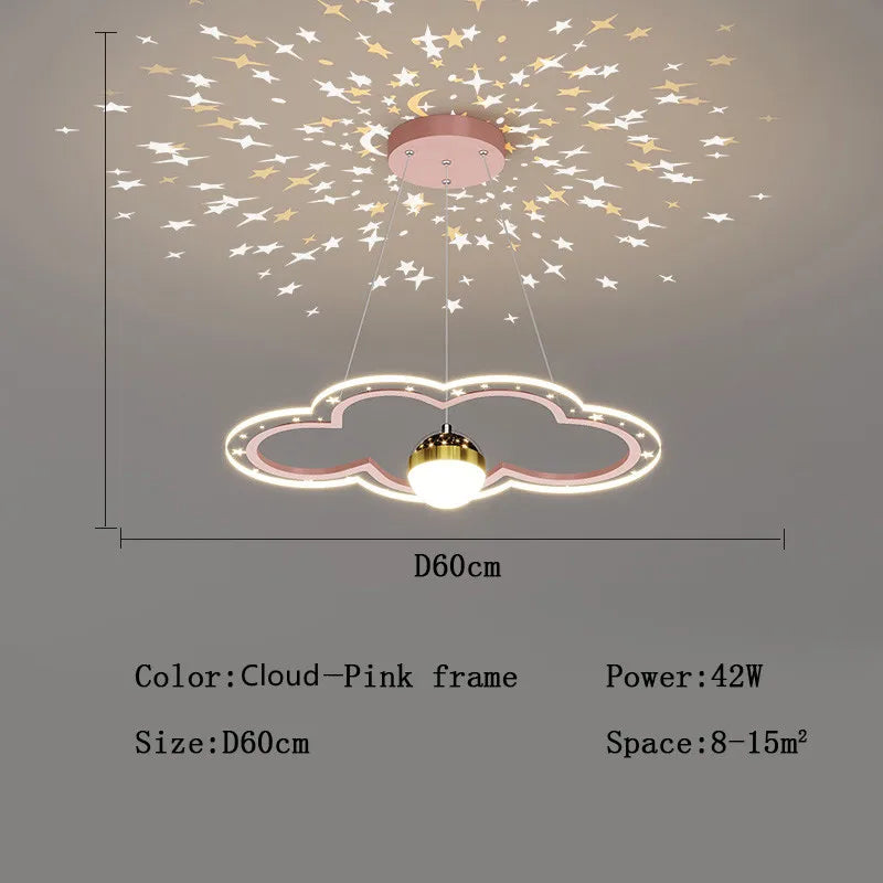 Cloud Flower LED Chandelier: Kid's Bedroom Starry Sky Decorative Lighting Fixture