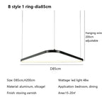 Geometric Ring LED Chandelier: Nordic Minimalist Pendant Light for Living, Dining, Bedroom