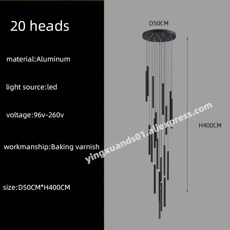 LED Chandelier Stairs Pendant Ceiling Lamp for Hotel Lobby Decor