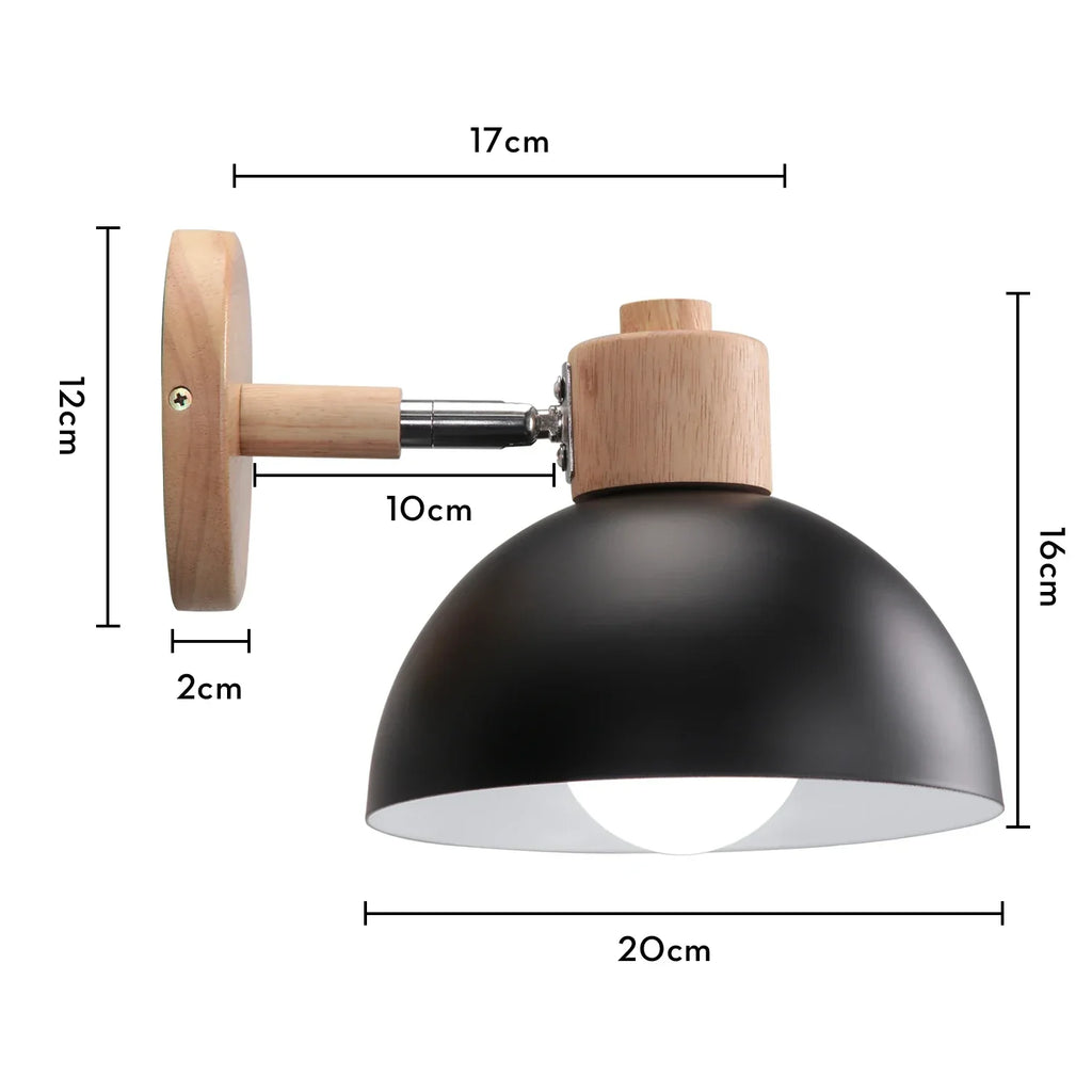 Nordic Wooden Wall Lamp Bedside Light for Bedroom Living Room E27 Macaroon Style